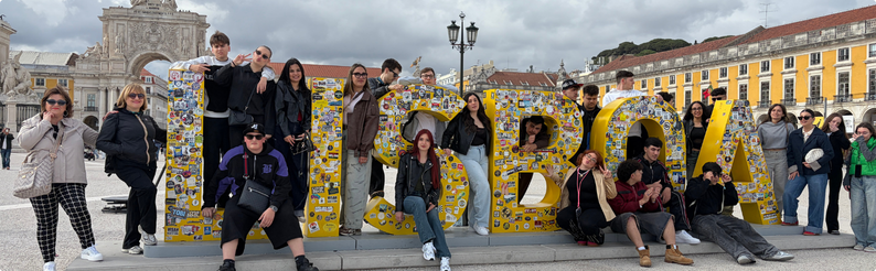 International student group during an educational mobility visit in Lisbon