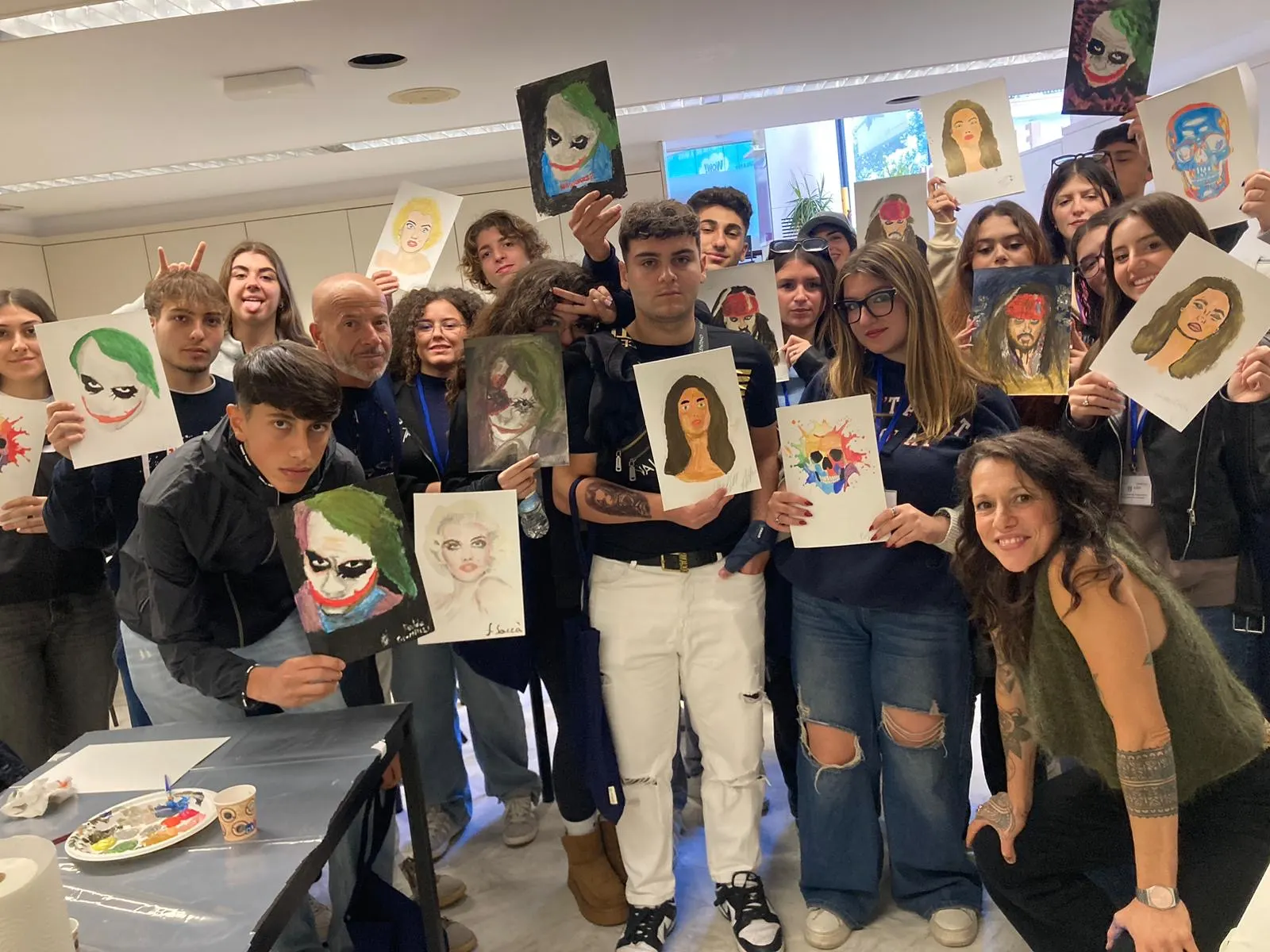 International students presenting work from a creative workshop in Spain